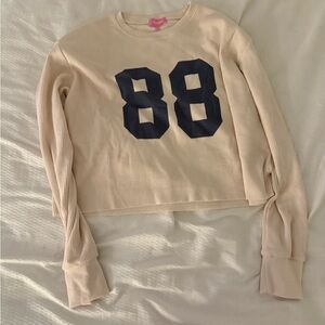 Edikted Cream Sweater with Navy Numbers